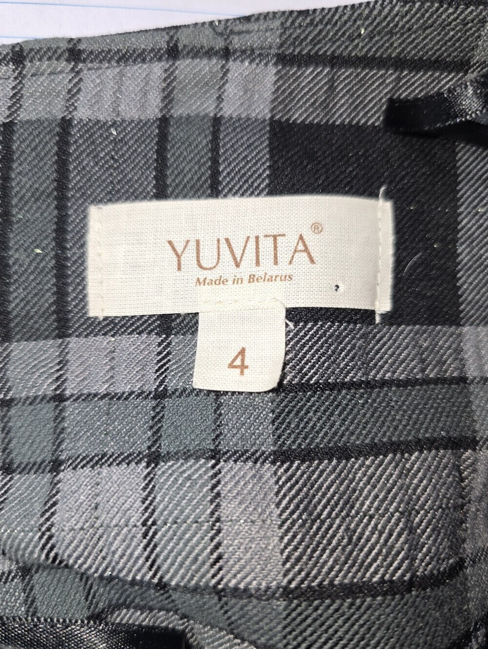 YUVITA Gray Black Plaid Bubble Hem Skirt Dark Academia Made In Belarus Size 4 - Picture 7 of 9